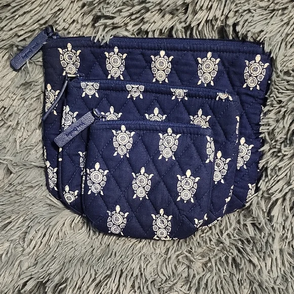 RARE Vera Bradley Navy Turtle Pattern Cosmetic Bags - Picture 1 of 5